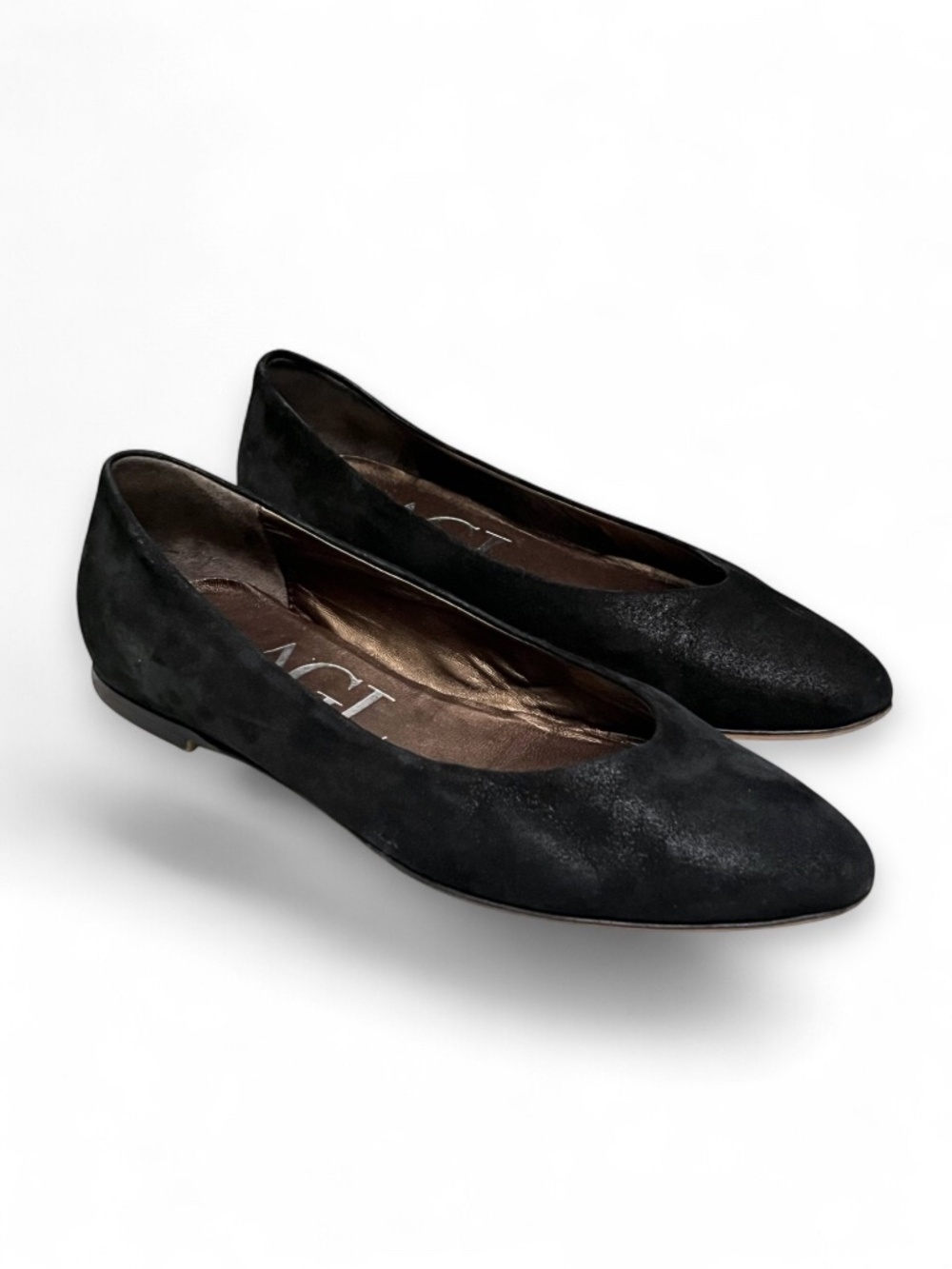 AGL Attilio Giusti Leombruni Black Leather Pointed Toe Flats US 7.5 EU 37.5
